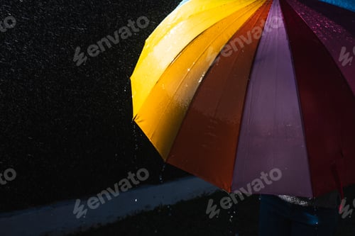 Preview: Wet umbrella a spring rainy day.