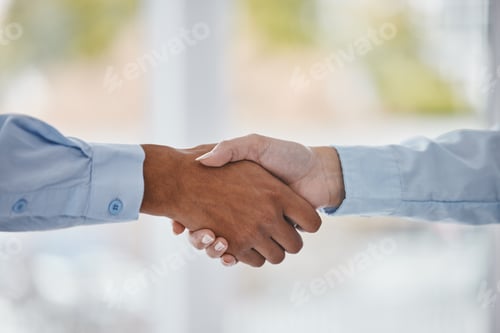 Preview: B2B partnership meeting or business people handshake for welcome, collaboration or company teamwork