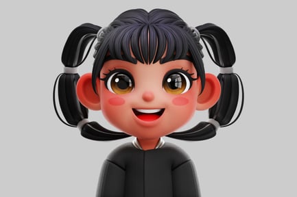 Preview: Smiling Chibi Korean Girl Portrait 3D