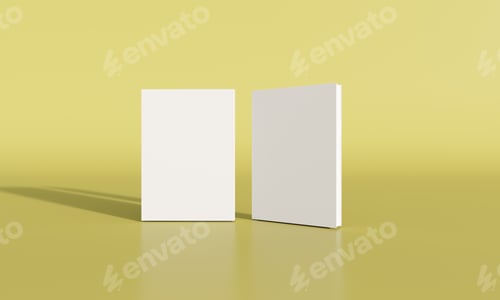 Preview: 2 sheets of white paper placed on a yellow background.