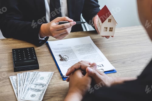 Preview: Estate agent broker reach contract form and presentation to client signing agreement contract real