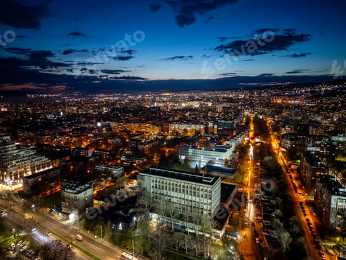 Preview: Twilight Aerial View of Bustling Cityscape, Varna, Bulgaria