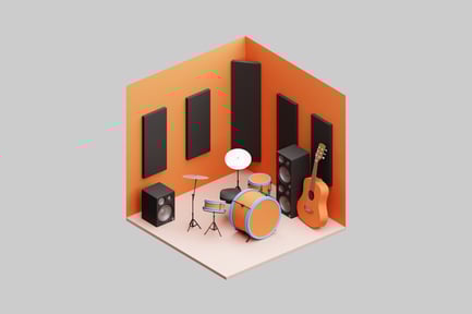 Preview: Intimate Music Stage with Drum Set and Microphone