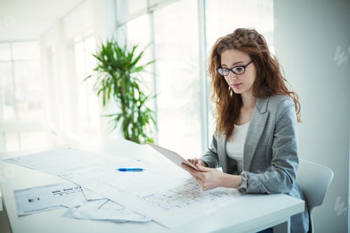 Preview: Portrait of young architect working in office