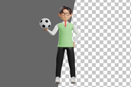 Preview: School Uniform Male Playing Soccer 3D Illustration