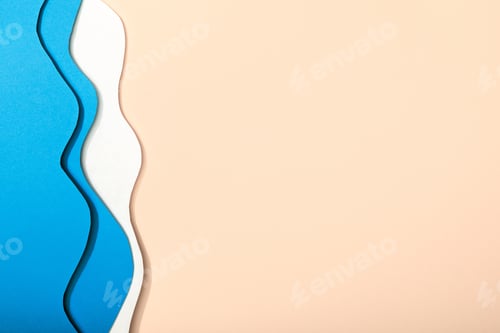 Preview: top view of paper beach with golden sand and blue ocean with waves