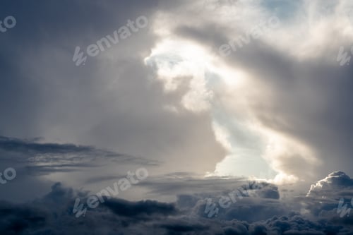 Preview: Dramatic sky with grey clouds over the city before the storm.