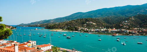 Preview: Coast of Paros island in Greece view from above. Panorama view