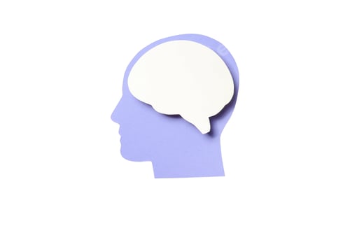 Preview: Stylized silhouette with thought bubble, on white background