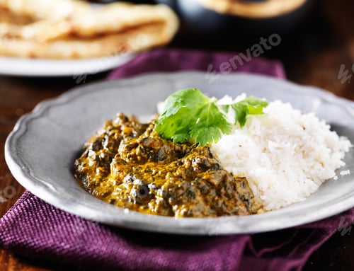 Preview: plate of indian saag paneer curry