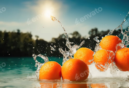 Preview: sliced orange with a splash and a splash of water