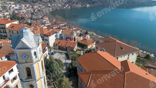 Preview: Kastoria city and Lake Orestiada in northern Greece seen from the air