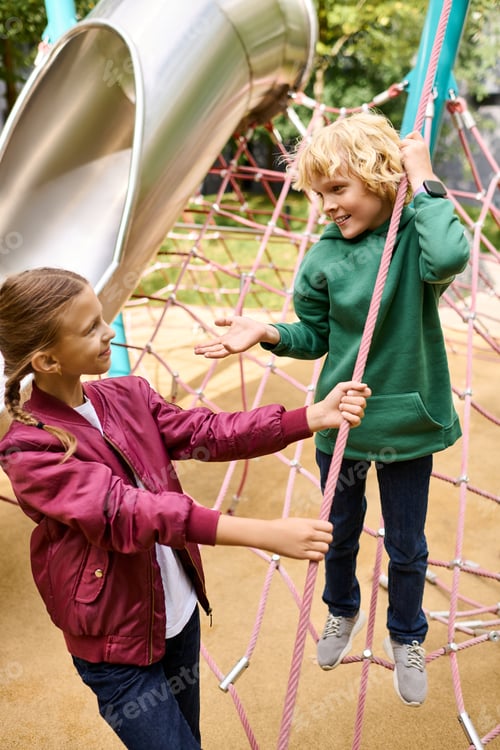 Preview: Joyful childhood moments in an autumn playground filled with laughter and friendship