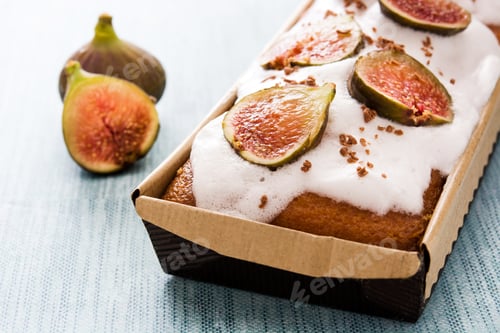 Preview: Delicious homemade fig cake with cream cheese frosting and chocolate sprinkles