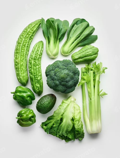 Preview: green vegetables flat lay