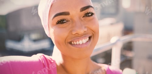 Preview: hopeful women wearing mantra scarf