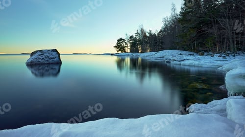 Preview: Before sunset in winter Uuutela near Helsinki.