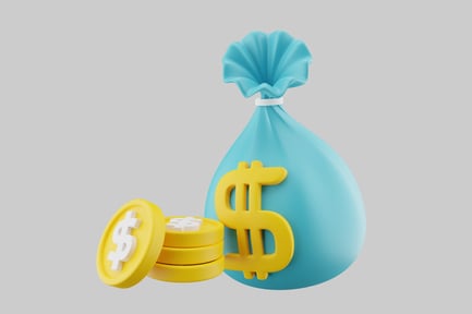 Preview: Money bag with stack of coins