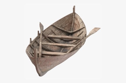 Preview: Weathered Wooden Rowboat with Oars