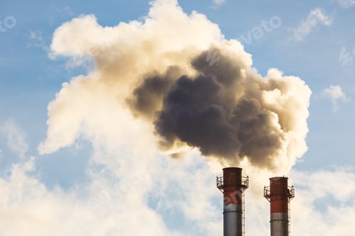 Preview: Stream of dark smoke from the chimney of factory