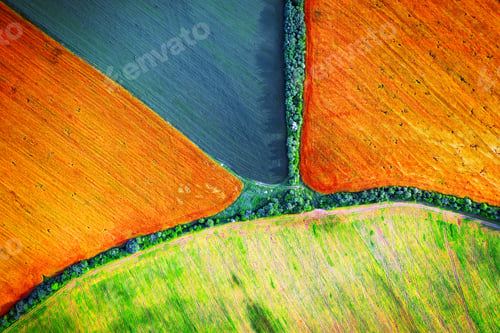 Preview: Aerial drone top view fields