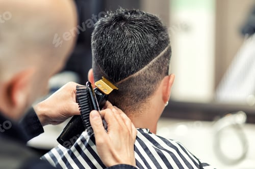 Preview: Crop barber trimming hair of client
