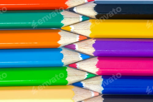 Preview: Colorful drawing pencils, top view