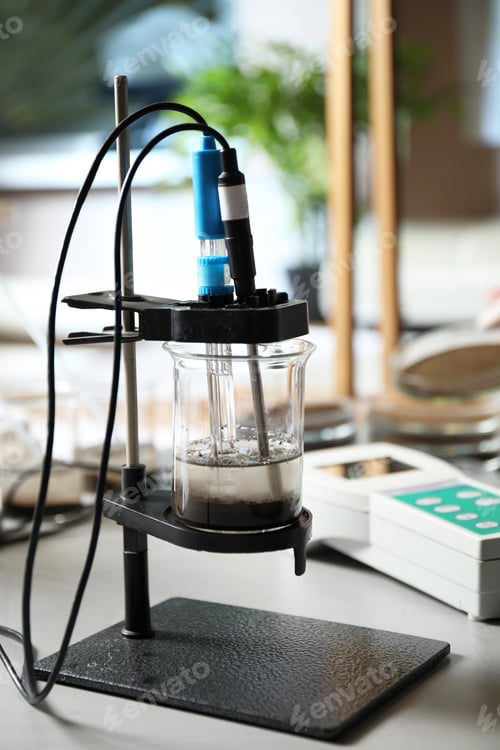 Preview: Measuring acidity and pH of soil on table. Laboratory analysis