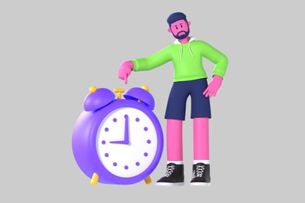 Preview: Cartoon Character with Alarm Clock