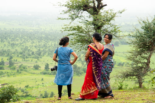 Preview: Indian women enjoying nature at outdoor