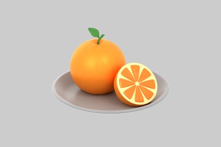 Preview: Cartoon orange slice and whole fruit