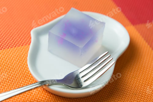 Preview: Japanese Jelly Dessert with Flowers on White Plate