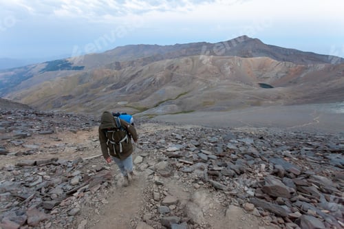 Preview: Hiker ascending Mulhacen in Sierra Nevada, Spain