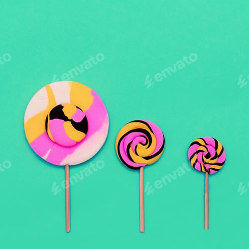 Preview: Candy Lolipop Set Sweet Fashion art. Flatlay Design