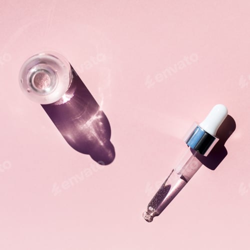 Preview: Dropper glass Bottle Branding Mock-Up. Concept organic and beauty cosmetics.