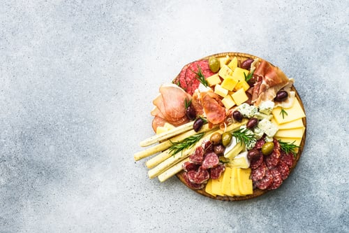 Preview: Antipasto platter with jamon, salammi and cheese assortment.