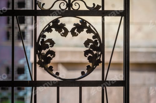 Preview: Ornate Metal Gate Details in Urban Setting