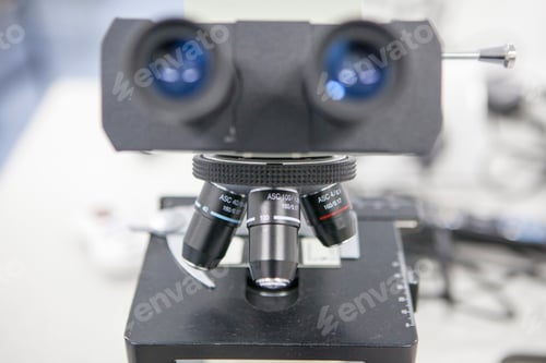 Preview: Close up of microscope in laboratory