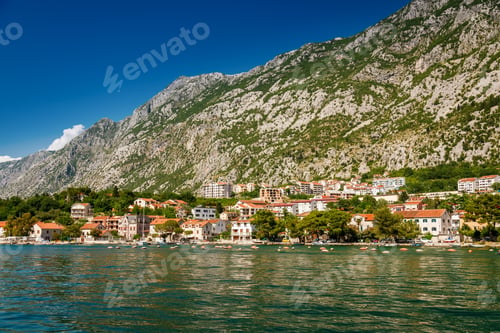 Preview: View of the Montenegrin coast in the Bay of Kotor, featuring residential houses