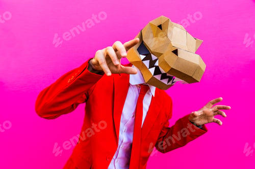 Preview: Cool man wearing 3d origami mask