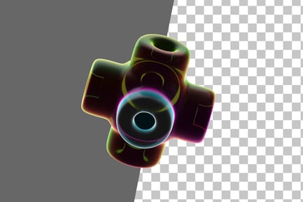 Preview: Six Hollow Cilinder Neon Abstract 3D Icon