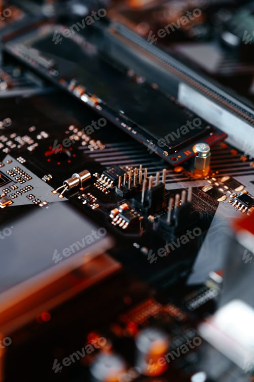 Preview: Computer part circuit board close up photo