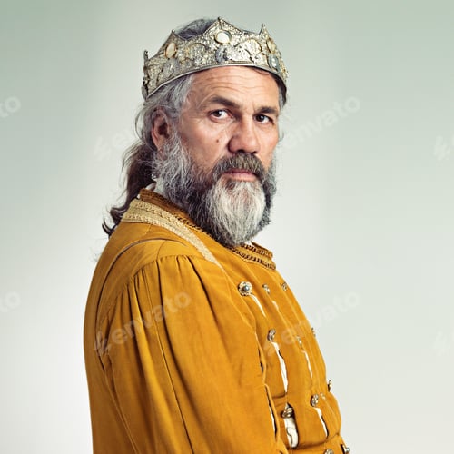 Preview: The stern face of ruling. Portrait of a serious-looking king.