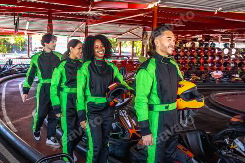 Preview: Friends preparing for a go kart race