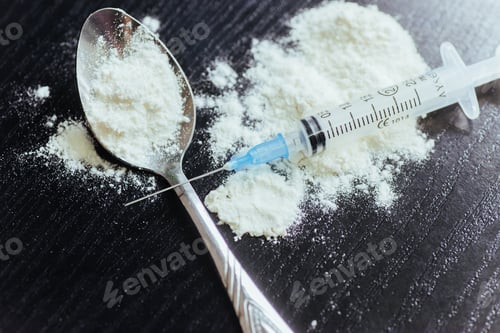 Preview: drug use, addiction and substance abuse concept - close up of sp