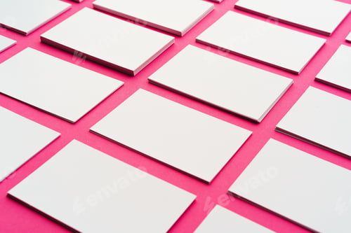 Preview: Mock-up on pink background. Businesscards with copy space
