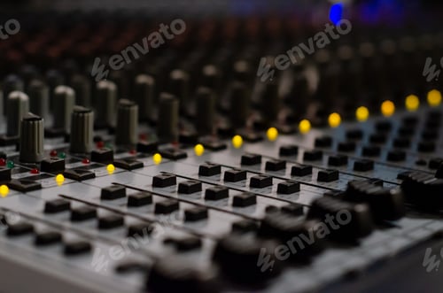 Preview: Soft focus of a professional sound mixer board