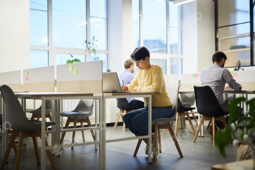 Preview: Student girl working on project in coworking space