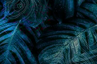 Preview: Dark blue monstera leaf background illustration