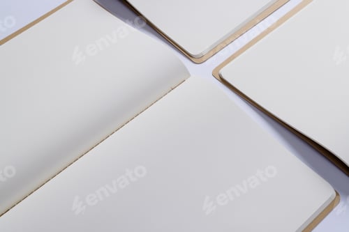 Preview: Close up of open books with copy space on white background